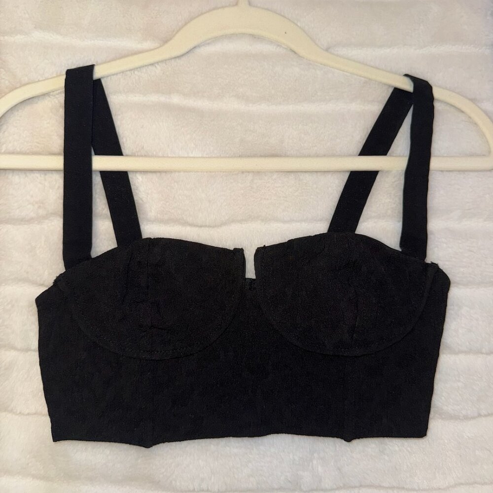 Zara Structured Black Crop Top XS